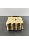 Modestmar Doğal Traverten Mermer Kase, Mermer Takı Kutusu, Mermer Düzenleyici Gold Mercan, Kenar Detaylı - 4