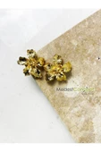 Modestmar Traverten Mermer Sunum Tepsisi 20x30 Gold Çiçek Detaylı Gold Top Ayaklı - 6