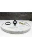 Modestmarluxury Doğal Beyaz Mermer Yuvarlak Tepsi / Sunum Tepsisi 28cm - 3