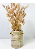 Modestmar Traverten Saksı, Traverten Vazo Gold top detaylı - 3