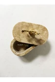 Modestmar Traverten Kase, Traverten Takı Kutusu Oval Mermer Takı Kutusu Gold Mercan Aksesuarlı - 5