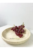 Modestmar Ivory Traverten Kase, Traverten Dekoratif Kase, Traverten Tabak 26cm - 1