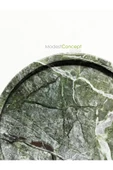 Modestmar Doğal Yeşil Mermer Yuvarlak Tepsi, Verde Guatemala Tepsi 28cm - 3