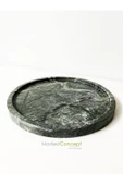Modestmar Doğal Yeşil Mermer Yuvarlak Tepsi, Verde Guatemala Tepsi 28cm - 5