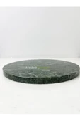 Modestmar Doğal Yeşil Mermer Yuvarlak Tepsi, Mermer Sunum, Mermer Supla, Mermer Masa Üstü 35cm thumbnail 6
