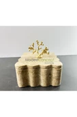 Modestmar Doğal Traverten Mermer Kase, Mermer Takı Kutusu, Mermer Düzenleyici Gold Mercan, Kenar Detaylı - 6