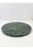 Modestmar Doğal Yeşil Mermer Yuvarlak Tepsi, Mermer Sunum, Mermer Supla, Mermer Masa Üstü 28cm - 4
