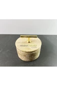 Modestmar Doğal Traverten Mermer Kase, Gold Aksesuarlı Kapaklı Mermer Kase, Dekoratif Kase, Takılık - 6