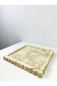 artisimo Traverten Kare Kenar Detaylı Sunum, Servis, Dekoratif Tabak 25cm - 1