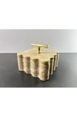 Modestmar Doğal Traverten Mermer Kase, Mermer Takı Kutusu, Mermer Düzenleyici Gold Mercan, Kenar Detaylı - 2