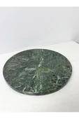 Modestmar Doğal Yeşil Mermer Yuvarlak Tepsi, Mermer Sunum, Mermer Supla, Mermer Masa Üstü 28cm - 1