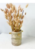 Modestmar Traverten Saksı, Traverten Vazo Gold top detaylı - 5