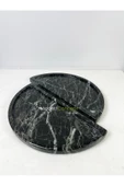 Modestmar Doğal Siyah Mermer Sunum Tabağı, Servis Tabağı Yarım Daire 2 adet thumbnail 3