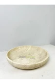 Modestmar Ivory Traverten Kase, Traverten Dekoratif Kase, Traverten Tabak 26cm - 2