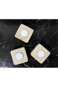 Modestmar Doğal Traverten Mumluk, Mermer Mumluk, Mermer Tealight Mumluk 3 Adet, Kare Mermer Mumluk - 4