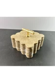 Modestmar Doğal Traverten Mermer Kase, Mermer Takı Kutusu, Mermer Düzenleyici Gold Mercan, Kenar Detaylı - 6