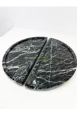Modestmar Doğal Siyah Mermer Sunum Tabağı, Servis Tabağı Yarım Daire 2 adet thumbnail 5