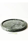 Modestmar Doğal Yeşil Mermer Yuvarlak Tepsi, Verde Guatemala Tepsi 28cm - 4