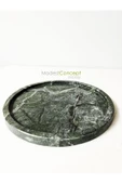 Modestmar Doğal Yeşil Mermer Yuvarlak Tepsi, Verde Guatemala Tepsi 28cm - 1