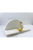 Modestmar Doğal Beyaz Mermer Peçetelik Gold Kuğu Obleji Yarım Daire - 1