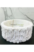 Modestmar Beyaz Mermer Lavabo Kenar Patlatmalı - 5
