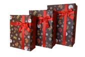 Kolix 3'lü Yılbaşı Temalı Dekoratif Fiyonklu Hediye Kutusu Kahverengi 35x25x13 Cm Büyük Boy - 1