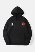 10 Kasıma Özel  Kapşonlu Baskılı SweatShirt - Siyah - 1