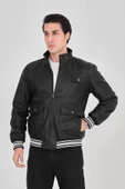 Erkek  Astarlı Suni Deri Ceket - Siyah - 4