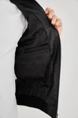 Erkek  Astarlı Suni Deri Ceket - Siyah - 7