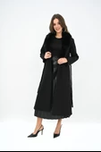 Kadın Kürk Yaka Kuşaklı Kaban 2503 - 3
