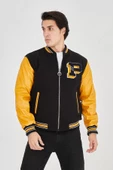 Erkek Suni Deri Ceket - Sarı - 8