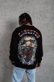 Erkek Gangster Baskılı Sweatshirt - Siyah - 2