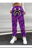 Unisex Pubg Bape  Eşofman Altı - Mor - 1