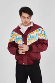 Erkek  Beyaz Şeritli Vintage Ceket - Mürdüm - 1