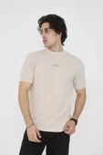 Unisex Bisiklet Yaka Slim fit T-Shirt- Bej - 3
