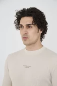Unisex Bisiklet Yaka Slim fit T-Shirt- Bej - 5