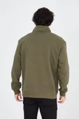 Erkek Yarım Fermuarlı Baskılı Sweatshirt - Yeşil - 3