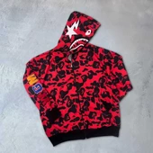 Unisex Pubg Bape  Hoodie - Kırmızı - 2