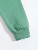 Erkek Düz Kapüşonlu Sweatshirt - Mint Yeşili - 3