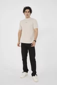Unisex Bisiklet Yaka Slim fit T-Shirt- Bej - 6
