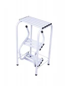 Metal Tabure Merdiven 3 Basamaklı Beyaz Renk Tabureli Merdiven - 2