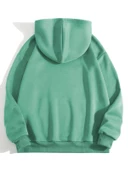 Erkek Düz Kapüşonlu Sweatshirt - Mint Yeşili - 2