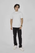 Unisex Bisiklet Yaka Slim fit T-Shirt- Beyaz - 5
