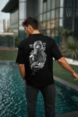 Unisex Baskılı Oversize T-Shirt - Siyah - 6