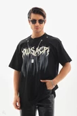 Unisex Oversize Kolye Dahil T-Shirt - Siyah - 1