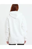 Kadın Baskılı Kapüşonlu Sweatshirt - Beyaz - 4