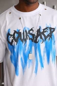 Unisex Oversize Kolye Dahil T-Shirt - Beyaz - 1