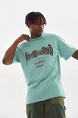 Unisex Baskılı Oversize T-Shirt - Mint Yeşili - 4
