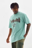 Unisex Baskılı Oversize T-Shirt - Mint Yeşili - 1