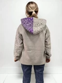 Kadın Baskılı Kapüşonlu Sweatshirt - Gri - 5